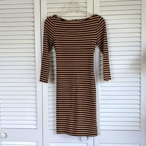 Brown and Black Stripe Stretch Dress